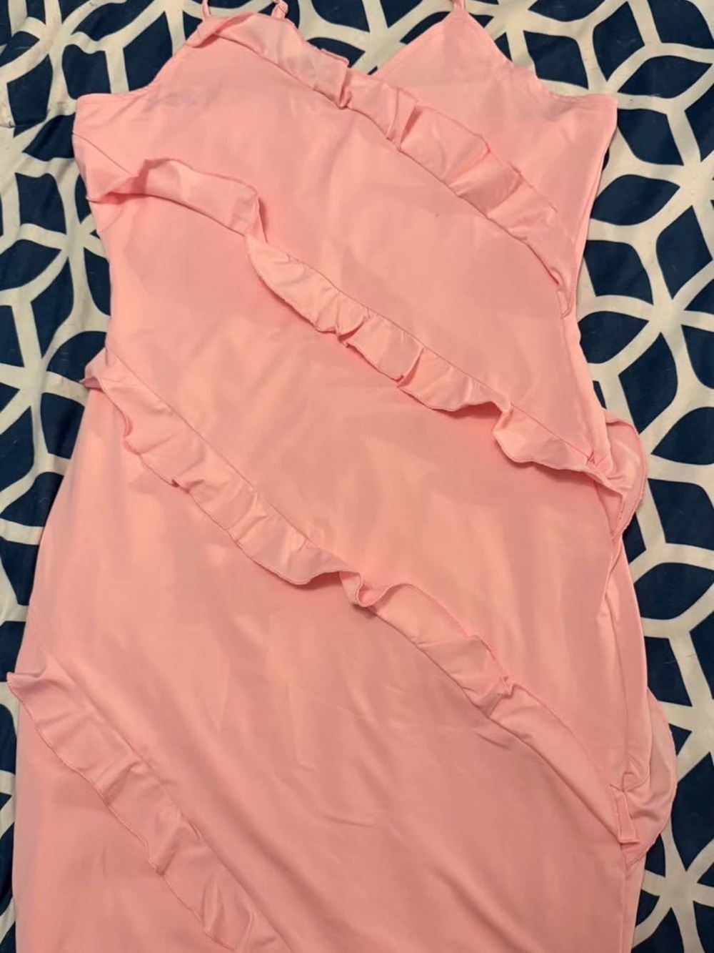 Women’s Pink Ruffle spaghetti strap dress